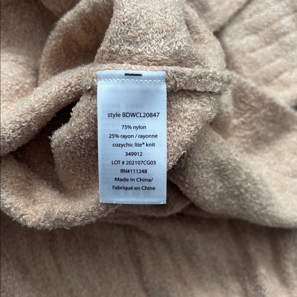 Barefoot Dreams | Cozy Chic Lite Half Zip Poncho Soft Camel Chenille Sweater S/M - Picture 12 of 16